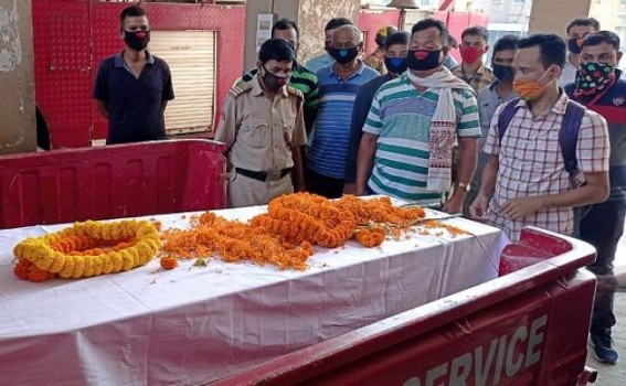 Panisagar Violence : Martyr Fire Brigade Staff Late Biswajit Debbarma was paid Tribute to Fire Brigade Head Office, Agartala